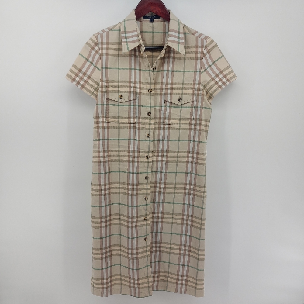 Burberry Plaid Short Sleeve Shirtdress  Size Large